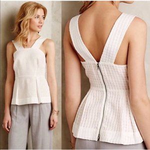 maeve Anthropologie / white peach peplum tank top 8P